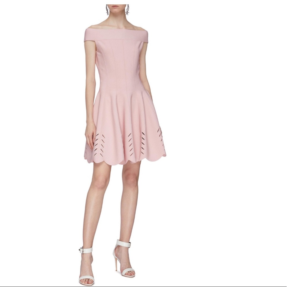 ALEXANDER MCQUEEN off the shoulder pleated dress